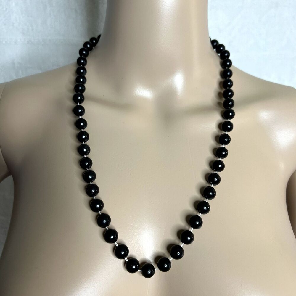 Vintage Black Beaded Necklace
